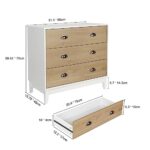 Giluta 3 Drawer Dresser, Modern Chest of Drawer with Spacious Storage Mid Century Vintage Wood Dresser for Bedroom Living Room Entryway, White/Natural Oak