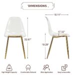 Baysitone Clear Dining Chairs Set of 4, Modern Kitchen Chairs with Transparent Seat, Acrylic Accent Side Chairs with Plating Metal Legs for Dining Room, Kitchen, Living Room with Gold