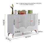 55″ Sideboard Buffet Cabinet,Coffee Bar Cabinet with 4-Doors,Accent Kitchen Storage Cabinet Console Table with Adjustable Shelves,Kitchen Cupboard for Living Room, Dining Room, Bedroom,Hallway,White