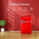 Galanz GLR31TRDER Retro Compact Refrigerator with Freezer Mini Fridge with Dual Doors, Adjustable Mechanical Thermostat, 3.1 Cu Ft, Red