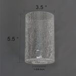 Anmytek 3 Pack Clear Glass Lamp Shade with Crack Finish Cylinder for Light Fixture Glass Replacement for Chandelier Pendant Light Wall Sconce Light Fixtures(A00074)