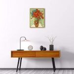 Wieco Art Framed Wall Art Canvas Prints of Red Poppies and Daisies Canvas Prints Wall Art of Van Gogh Paintings Reproduction Abstract Artwork for Wall Decor Golden Frame