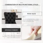 Eifizek Velvet Dining Chair Set of 2, Tufted Dining Room Chairs with Nailhead Ring Pull Trim, Upholstered Dining Chairs for Kitchen Dining Room (Black)