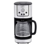 Amazon Basics 12 Cup Digital Coffeemaker with Carafe and Reusable Filter, Stainless Steel, Black