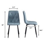 Btrpily 4 Set of Dining Chairs, Metal Frame Dining Chair for Kitchen Room,Technology Cloth Seat Chair for Living Room, Bedroom(Light Blue)