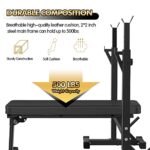 Bench Press, CANPA Olympic Weight Bench with Squat Rack Workout Bench Adjustable Barbell Rack Stand Strength Training Home Gym Multi-Function(Black)