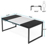 Tribesigns 6 Person Modern Dining Table, 71 Inch Rectangular Kitchen Table with Metal Frame, Wood Kitchen & Dining Room Table for Home Furniture (Black/White)