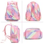 YCBB Rainbow Mermaid Kids Backpacks for Girls School Bookbags Set with Lunch Tote Bag Lightweight Preschool Kindergarten Elementary School Backpacks