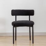 Locus Bono Boucle Dining Chairs Set of 2, Modern Upholstered Dining Room Chairs, Armless Kitchen Chair for Dining Room, Living Room,Black