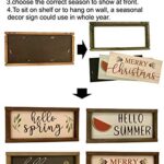 LIVDUCOT Hello Spring Hello Summer Hello Fall Merry Christmas 4 in 1 Wood Wall Sign For Spring Decoration Easter Wall Decor Sign Farmhouse Holiday Signs Seasonal Plaque 15 x 7 inches