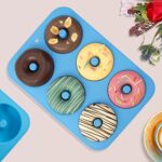 Aichoof Silicone Donut Mold for 6 Doughnuts, Set of 2. Food Grade LFGB Silicone Bagels Baking Pan, Non-Stick, Dishwasher Safe, Heat Resistant and Microwave Safe(Blue)