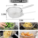 Stainless Steel Deep Fry Basket for Frying Serving Food, Multifunctional Fryer Basket with Detachable Handle Fryer for Pot Mini Fish Fry Fryer Strainer with Long Handle Cooking Tool (9 Inch)