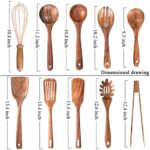 AIUHI 10 Pack Wooden Utensils for Cooking, Wood Utensil Set for Kitchen, Teak Wooden Spoon for Cooking, Non-Stick Spatula Ladle