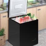 TABU Chest Freezer, 3.5 Cu Ft Deep Freezer with Removable Basket, Black Top Open Door Freezer with Adjustable Temperature, Compact Freezer with Top Open Door (Black)