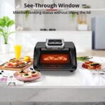 Indoor Grill Air Fryer Combo Smokeless, Fast Heating, and 7-in-1 Functionality with See-Through Window, Non-Stick Removable Plates,Electric Grill up to 450°F Even Heat, Silicon Tongs, 4Qt, 1750W