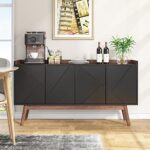 Tribesigns Black Buffet Cabinet Kitchen Sideboard Storage Cabinet with Storage 55″ Coffee Bar Cabinet with Doors, Rustic Sideboards and Buffets Accent Cabinet for Dining Room Living Room Entryway