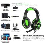 BlueFire 3.5mm PS4 Gaming Headset Headphone with Microphone and LED Light Compatible with Playstation 4, PS5, Xbox one, PC (Green)