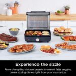 Ninja GR101 Sizzle Smokeless Indoor Grill & Griddle, 14” Interchangeable Nonstick Grill and Griddle Plates, Dishwasher-Safe Removable Mesh Lid, 500F Max Heat, Even Edge-to-Edge Cooking, Grey/Silver