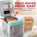 Dash Everyday Stainless Steel Bread Maker, Up to 1.5lb Loaf, Programmable, 12 Settings + Gluten Free & Automatic Filling Dispenser – Aqua