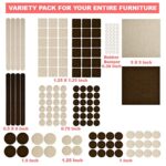 165 Piece Two Colors – Variety Size Furniture Felt Pads. Self Adhesive Pads with Transparent Noise Reduction Bumpers. Floor Protectors for Hardwood & Laminate Flooring-165 Piece