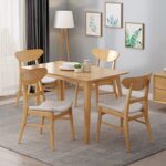Christopher Knight Home Frederica Mid-Century Modern Dining Chairs (Set of 4), Light Beige, Natural Oak