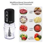 ANKII Mini Food Processor 400-Watt Electric Food Chopper for Meats, Vegetables, Nuts, Fruits, Small Mincer Mixer with 4 Stainless Steel Blades, 2 Cup Capacity