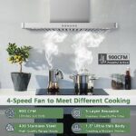 ONEEON Range Hood 30 Inch, 900 CFM Stainless Steel Wall Mount Kitchen Hood with Ducted Exhaust Vent, 4 Speed Exhaust Fan, LED Lights, Push Button, Ultra-thin Body, Chimney Style Stove Vent Hood