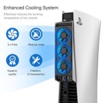 JUSPRO Cooling Fan for PS5, Upgraded Quiet Cooler Fan with LED Light for Playstation 5 Console/Playstation 5 Digital Edition & Ultra HD Game Console