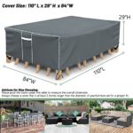 Gasadar Patio Furniture Covers, Waterproof Outdoor Sectional Cover, 500D Heavy Duty, All Weather Protection Rectangular Patio Covers for Outdoor Furniture Set, 110″ L x 84″ W x 29″ H -Grey