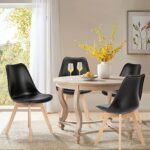 OLIXIS Dining Chairs Set of 4 Mid-Century Modern Dinning Chairs, Living Room Bedroom Outdoor Lounge Chair PU Leather Cushion and Wood Legs