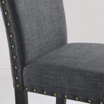 Roundhill Furniture Biony Gray Fabric Dining Chairs with Nailhead Trim, Pack of 2