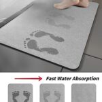 JAYLUN Diatomite Stone Bath Mat, Stone Bathroom Mat, Water Absorbing Bath Mat, Stone Bath Mats for Bathroom, Bathroom Rugs, Super Absorbent Bath Mat (Gray, 16×24 in)