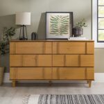 Walker Edison Sprague Contemporary Detailed Drawer Solid Wood Dresser, 60 Inch, Caramel