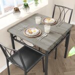 Amyove Dining Set for 2 Square Kitchen Table and Chairs, Rustic Grey