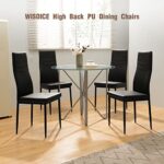 WISOICE Dining Chairs Set of 2, Black Kitchen Chairs with High Back, PU Leather Cushion and Metal Frames for Dining Room