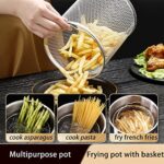 Deep Fryer Pot Stainless Steel Frying Pot With Basket 3L, Asparagus Steamer Pot With Lid, 2 in 1 Fry Pot For French Fries, Chicken, Cooking Vegetables