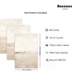 Baccone Beige Abstract Wall Art Set of 3 Neutral Canvas Wall Art Prints Boho Abstract Picture Modern Abstract Art Wall Decor Minimalist Artwork for Living Room Beroom Decor 16×24 Inch UNFRAMED