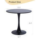 FurnitureR 31.5 inches Contemporary Circle Dining Table Round for 2-4 Persons with Pedestal Base in Tulip Design for Home Office Living Room Kitchen Leisure, Black