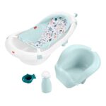 Fisher-Price Baby to Toddler Bath 4-In-1 Sling ‘N Seat Tub with Removable Infant Support and 2 Toys, Pacific Pebble