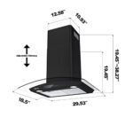 CIARRA Black Range Hood 30 inch with Soft Touch Control 450 CFM Stove Vent Hood for Kitchen with 3 Speed Exhaust Fan Auto Shut Off Function CAB75502