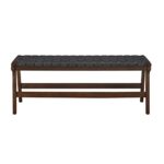 Ball & Cast Faux Leather Woven Dining Bench Breathable Weave Entryway Bench for Bedroom, 48 in Dark Grey