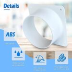 Kenburg 4″ inch Air Vent Duct Connector Flange, Plastic Fryer Vent Adapter Air Vent Duct Connector Flange Straight Ventilation Pipe for Cooling Heating Ventilation HVAC System