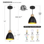 ALAISLYC Black Pendant Lights Small Ceiling Hanging Lamp Cord Farmhouse Hammered Metal Shade for Mini Pendant Lights for Kitchen Island Dining Room Light Fixtures Over Table 3 Pack