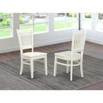 East West Furniture VAC-LWH-W Vancouver Dining Slat Back Wood Seat Kitchen Chairs, Set of 2, Linen White