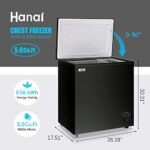 5.0 Cubic Feet Deep Chest Freezer Compact Freezers with Adjustable Thermostat Top Open Door Freezer Compressor Cooling with Rmovable Storage Basket for Home Kitchen Office and Bar (Black)