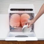 BANLICALI 900W Countertop Dishwasher with 7L Built-in Water Tank, 5 Programs and 360° Dual Spray, Portable Compact Dish Washing Machine for Small Apartments, Dorms, RVs White Load 8-Set Tableware