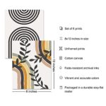 Boho Wall Art Set of 6 Mid Century Modern Abstract Canvas Prints Neutral Artwork Sun Geometric Beige Rainbow Palm Leaf Poster for Boho Bedroom Living Room Bathroom Wall Decor (8″x10″ UNFRAMED)