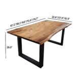 HM&DX Industrial Solid Wood Dining Table,Rectangle Kitchen Table Farmhouse Live Edge Dining Table,Wooden Table Top & Metal Base,Long Dining Room Table for 2,4,6,8(47.2″ L x 23.6″ W x 29.5″ H, Brown)