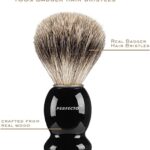 Perfecto 100% Pure Badger Shaving Brush-Black Handle- Engineered for The Best Shave of Your Life. for, Safety Razor, Double Edge Razor, Straight Razor or Shaving Razor, Its The Best Badger Brush.