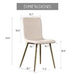 FurnitureR Modern Style Dining Chairs Set of 4, Comfy Side Chair with Fabric Seat Sturdy Metal Gold Legs for Kitchen Living Room Bedroom, Beige